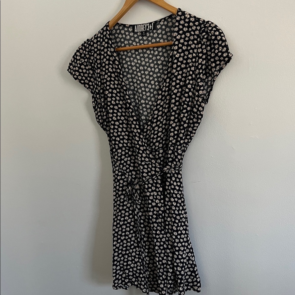 Daisy Print Wrap Mini Dress